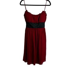 Vintage London Times Chiffon Whimsygoth Babydoll Dress Size 10 Red Black Tie